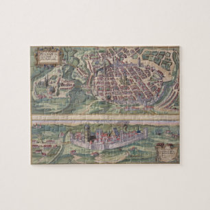 Map of Poznan and Gruczno, from 'Civitates Orbis T Jigsaw Puzzle