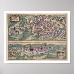 Map of Poznan and Gruczno, from 'Civitates Orbis T Poster