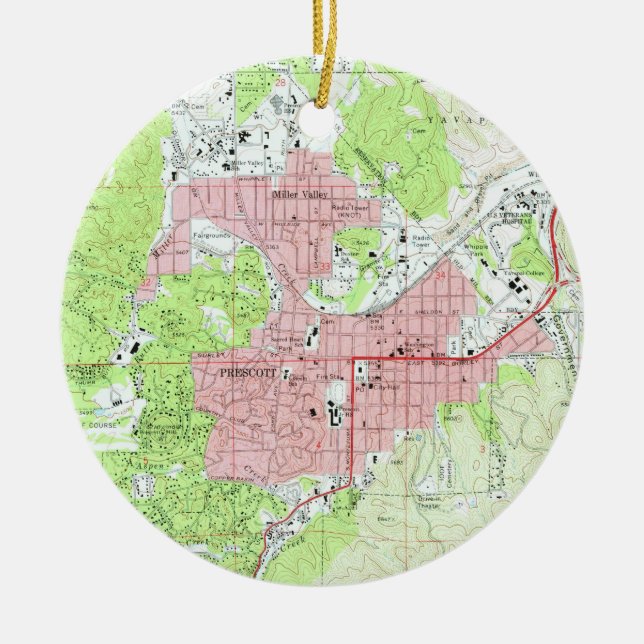 Map of Prescott Arizona (1973) Ceramic Ornament (Front)