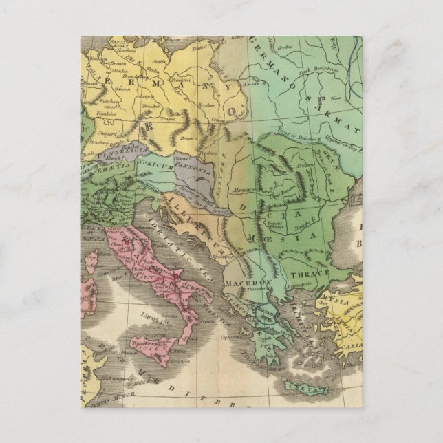 Map of Provinces in Roman Empire Postcard (Front)