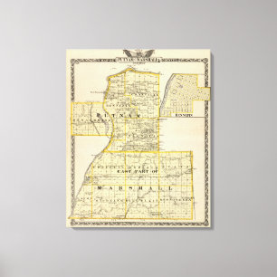 Map of Putnam and east part of Marshall counties Canvas Print