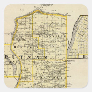 Map of Putnam and east part of Marshall counties Square Sticker