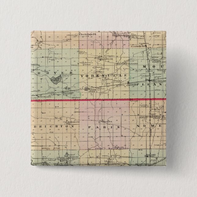 Map of Racine and Kenosha counties 2 Inch Square Button (Front)