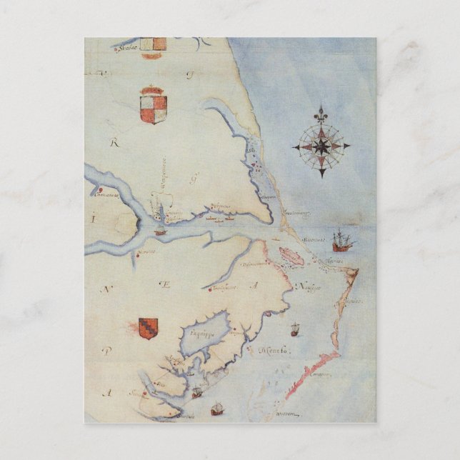 Map of Raleigh's Virginia Postcard (Front)