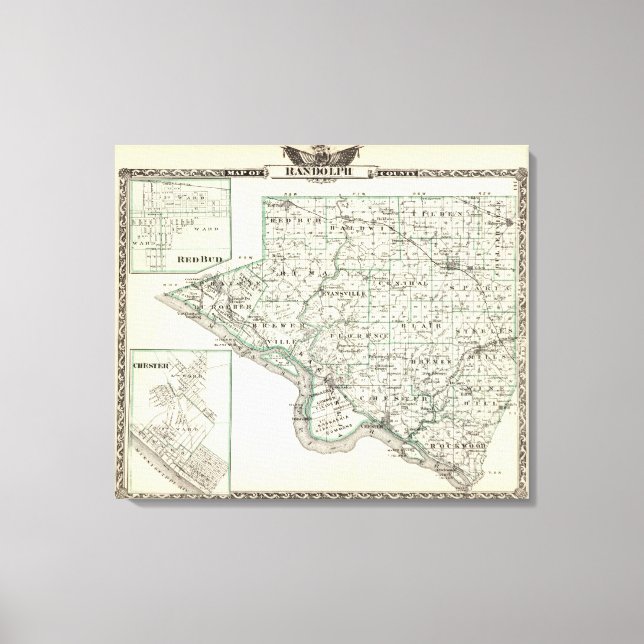Map of Randolph County, Red Bud and Chester Canvas Print (Front)