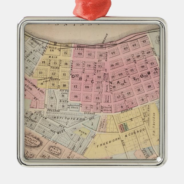 Map of Red Wing, Goodhue County, Minnesota Metal Ornament (Front)
