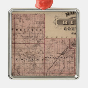 Map of Rice County, Minnesota Metal Ornament