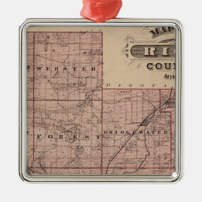 Map of Rice County, Minnesota Metal Ornament (Front)