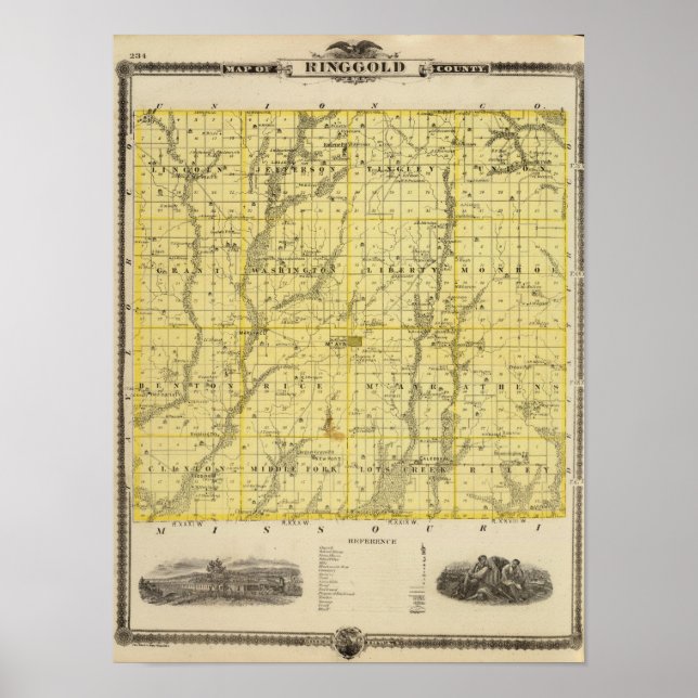 Map of Ringgold County, State of Iowa Poster (Front)