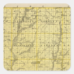 Map of Ringgold County, State of Iowa Square Sticker