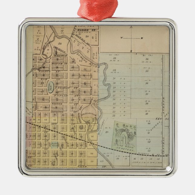 Map of Rochester, Minnesota Metal Ornament (Front)