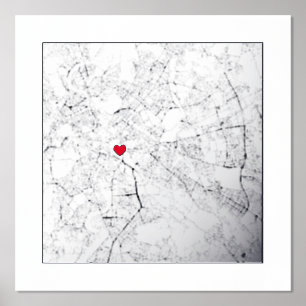 Map of Rome, Italy Modern Cute Heart Personalized Foil Prints