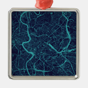 Map of Rome Metal Ornament