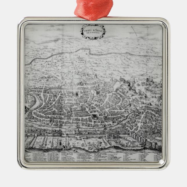 Map of Rome Metal Ornament (Front)