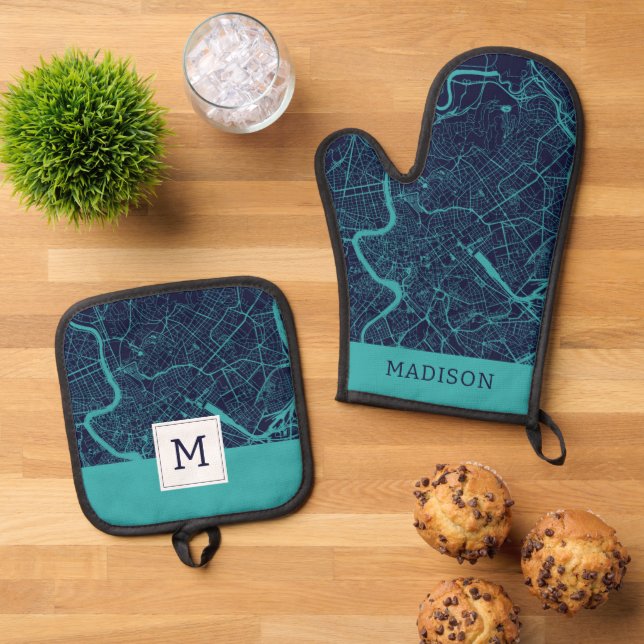 Map of Rome Oven Mitt & Pot Holder Set (Top Down)