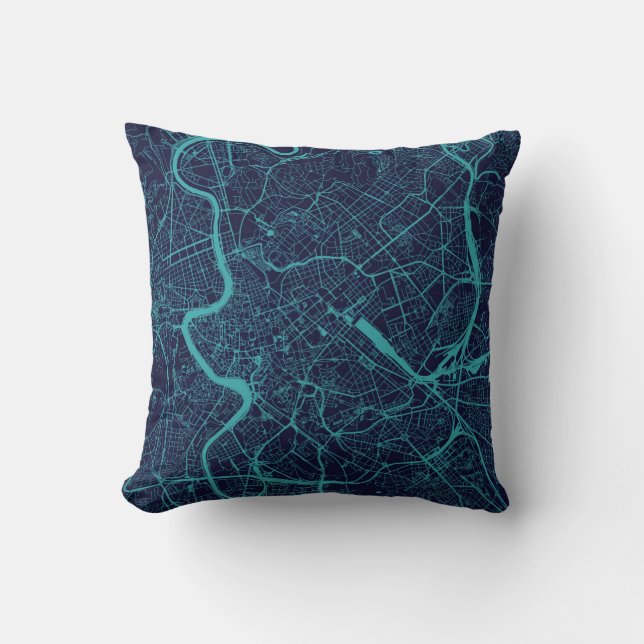 Map of Rome Throw Pillow (Front)