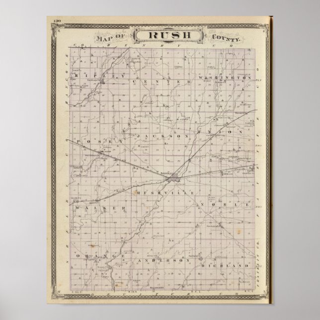 Map of Rush County Poster (Front)