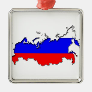 Map of Russia Metal Ornament