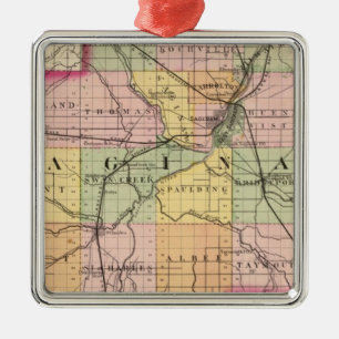 Map of Saginaw County, Michigan Metal Ornament