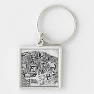 Map of Sainte-Genevieve area, Paris, 1756 Keychain