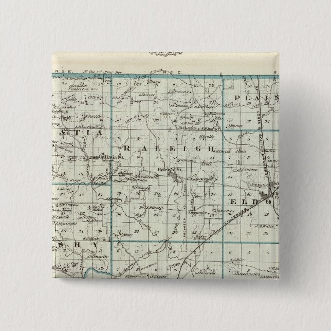 Map of Saline County 2 Inch Square Button (Front)