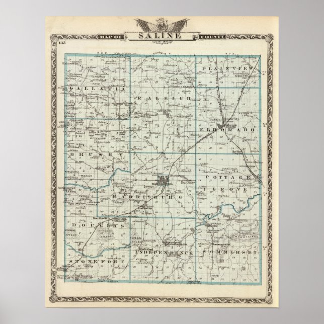 Map of Saline County Poster (Front)