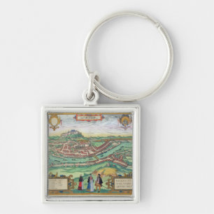 Map of Salzburg, from 'Civitates Orbis Terrarum' b Keychain