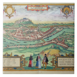 Map of Salzburg, from 'Civitates Orbis Terrarum' b Tile