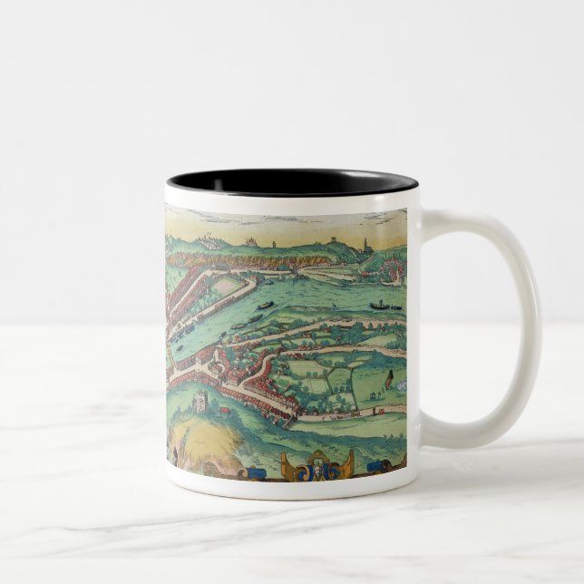 Map of Salzburg, from 'Civitates Orbis Terrarum' b Two-Tone Coffee Mug (Right)