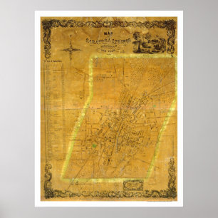 Map of Saratoga Springs, New York by Bevan 1854 Poster
