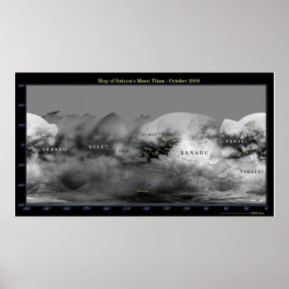 Map of Saturn's Moon Titan Poster