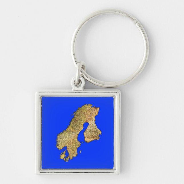 Map of Scandinavia Cartography Keychain (Front)