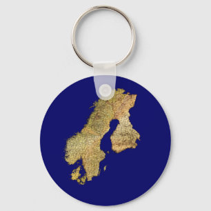 Map of Scandinavia Cartography Keychain