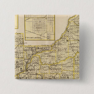 Map of Schuyler, Mason, Brown 2 Inch Square Button