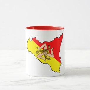 Map of Sicily with Trinacria Symbol Coffee Mug