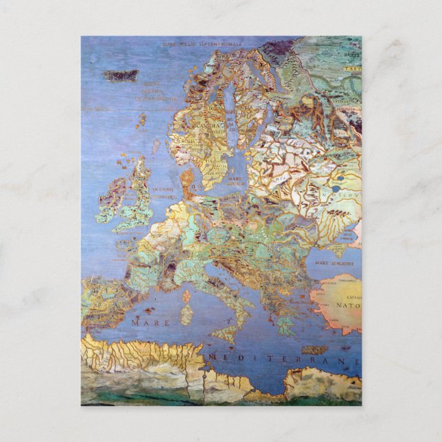 Map of Sixteenth Century Europe Postcard (Front)