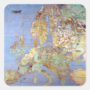 Map of Sixteenth Century Europe Square Sticker
