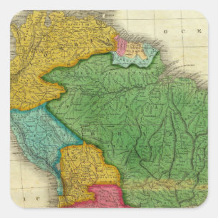 Map of South America 3 Square Sticker