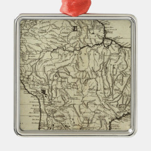 Map of South America Metal Ornament
