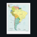 Map of South- America Postcard<br><div class="desc">Political map of the whole continent of South-America,  ,  collect all the mapcards with the continents of the world:</div>
