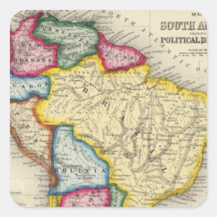 Map Of South America Square Sticker