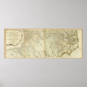 Map Of South and North Carolina Poster
