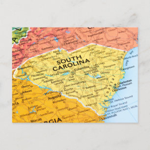 Map of South Carolina Postcard