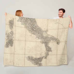 Map of South Italy and Adjacent Coasts Fleece Blanket