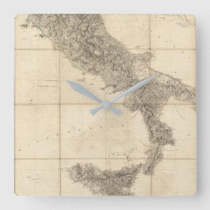 Map of South Italy and Adjacent Coasts Square Wall Clock