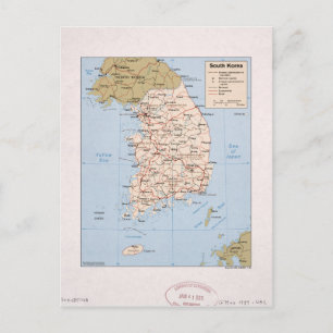 Map of South Korea (1989) Postcard