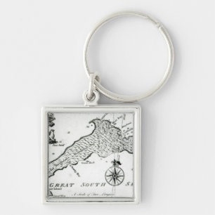 Map of South Pacific Island, 1800 Keychain