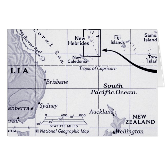 Map of South Pacific Ocean (Front Horizontal)