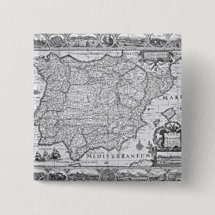 Map of Spain 2 Inch Square Button