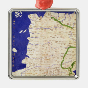 Map of Spain and Portugal, from 'Geographia' Metal Ornament